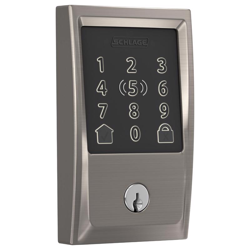 Schlage Encode Plus Satin Nickel Metal WiFi Deadbolt with Century Trim