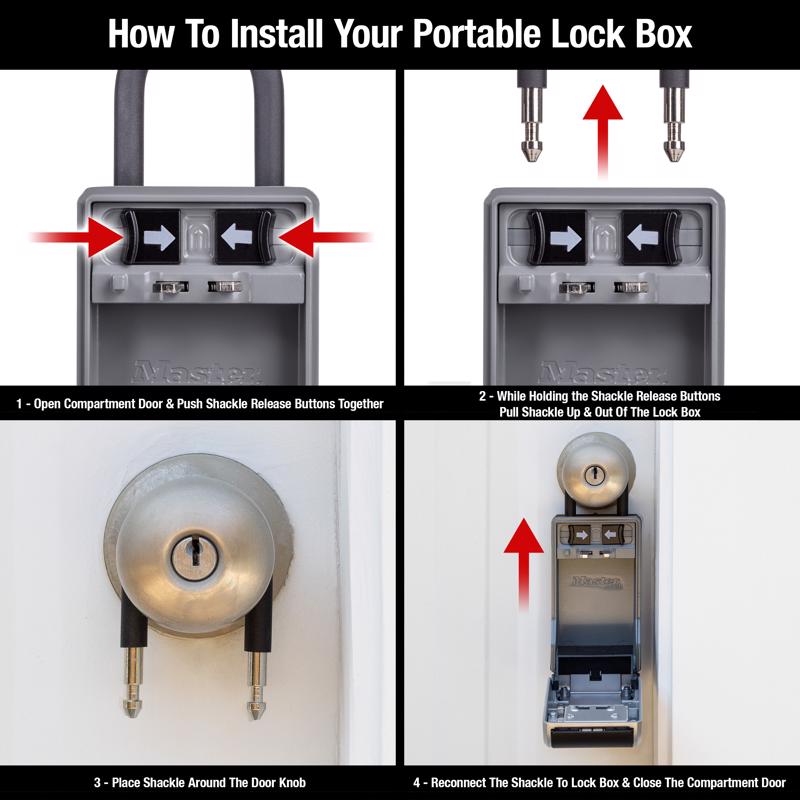 Master lock 5.4 in. H X 3 in. W X 5 in. L Metal 4-Digit Combination Lock Box