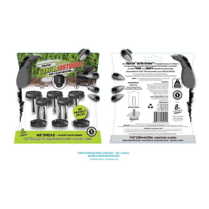 CHAR GLDE FELT M8 1-1/8"