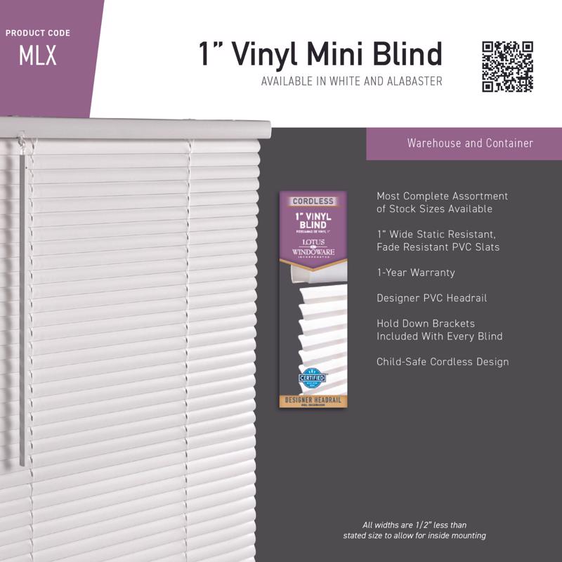 Living Accents Vinyl 1 in. Mini-Blinds 24 in. W X 72 in. H White Cordless