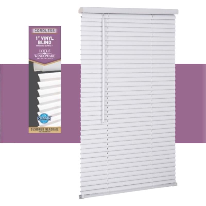 Lotus Vinyl 1 in. Mini-Blinds 43 in. W X 72 in. H White Cordless