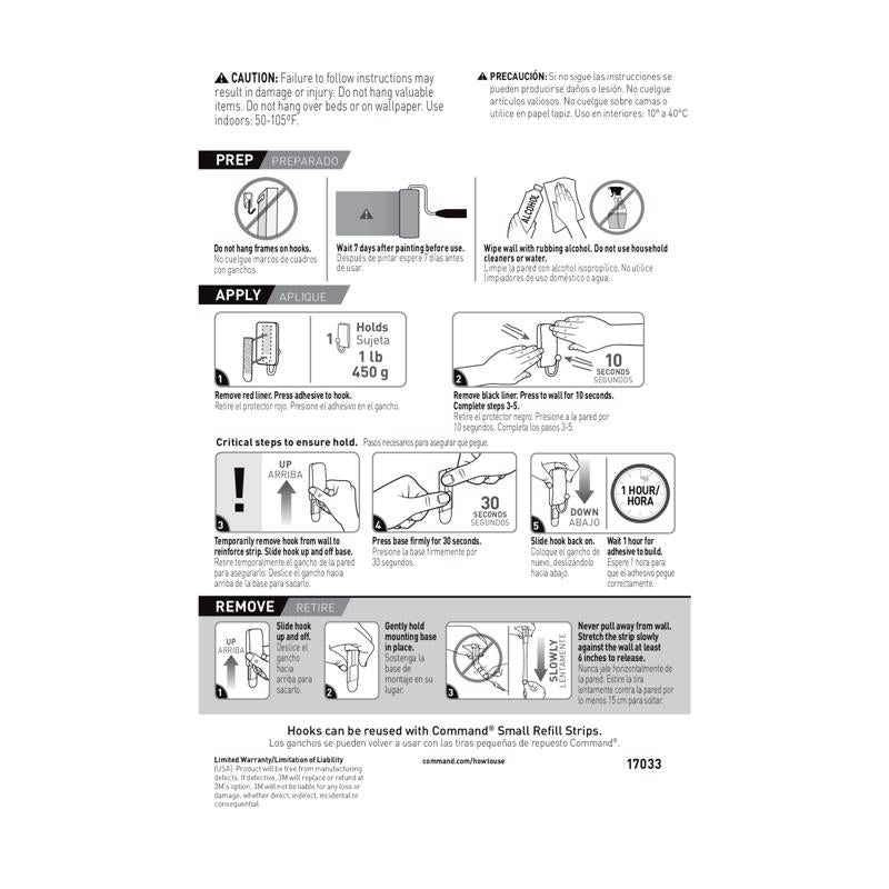 3M Command Small Metal/Plastic Hook 0.98 in. L 2 pk