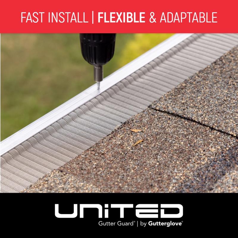 United Gutter Guard Gutterglove 5 in. W X 30 ft. L Silver Stainless Steel Gutter Guard