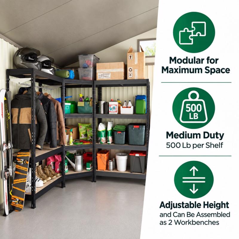 Ar Shelving Garage Corner 71 in. H X 35.4 in. W X 18 in. D Metal Shelving Unit