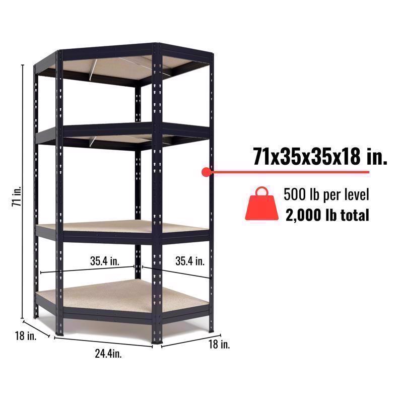 Ar Shelving Garage Corner 71 in. H X 35.4 in. W X 18 in. D Metal Shelving Unit