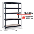 SHELF 5TIER MTL 71"H