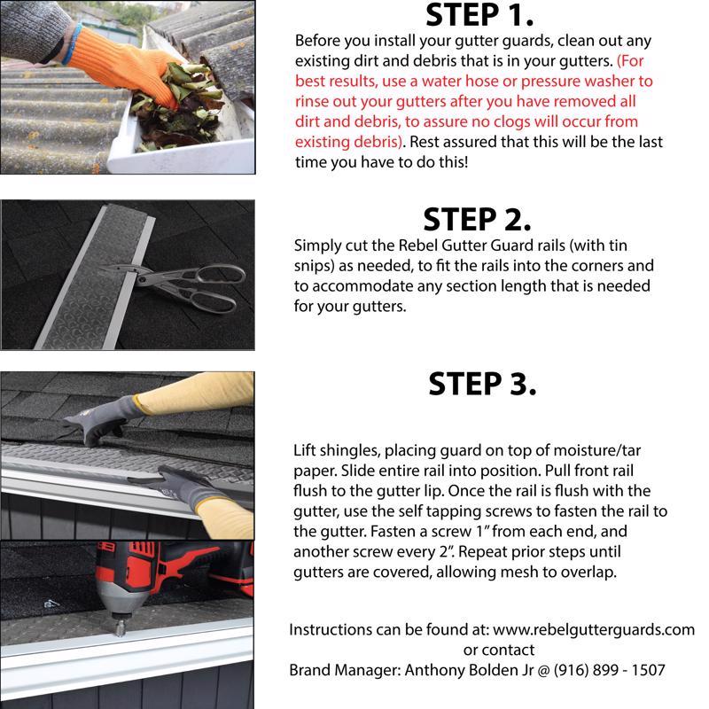 Rebel Gutter Guards 5 in. W X 39 ft. L Gray Aluminum Gutter Guard 1 pk