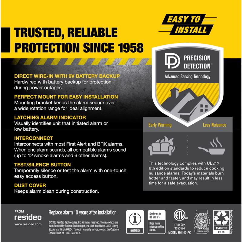 BRK Hard-Wired w/Battery Back-up Ionization Smoke Detector