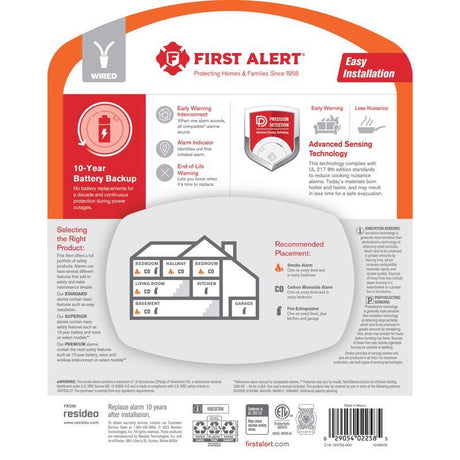 First Alert Interconnect Hard-Wired w/Battery Back-up Ionization Smoke Detector