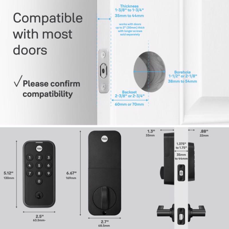 Yale Code Matte Black Metal Electronic Deadbolt