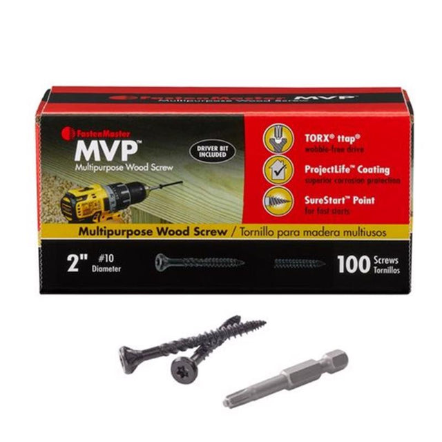 WOOD SCREWS BLK 100PK 2"