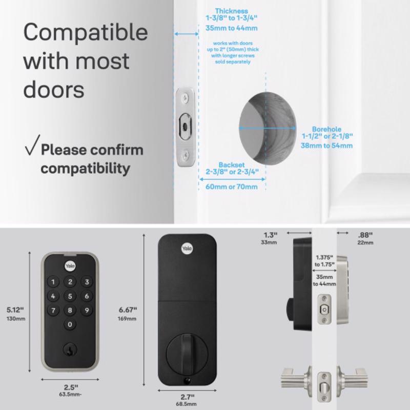 Yale Code Satin Nickel Bi-Metal Electronic Touch Pad Deadbolt