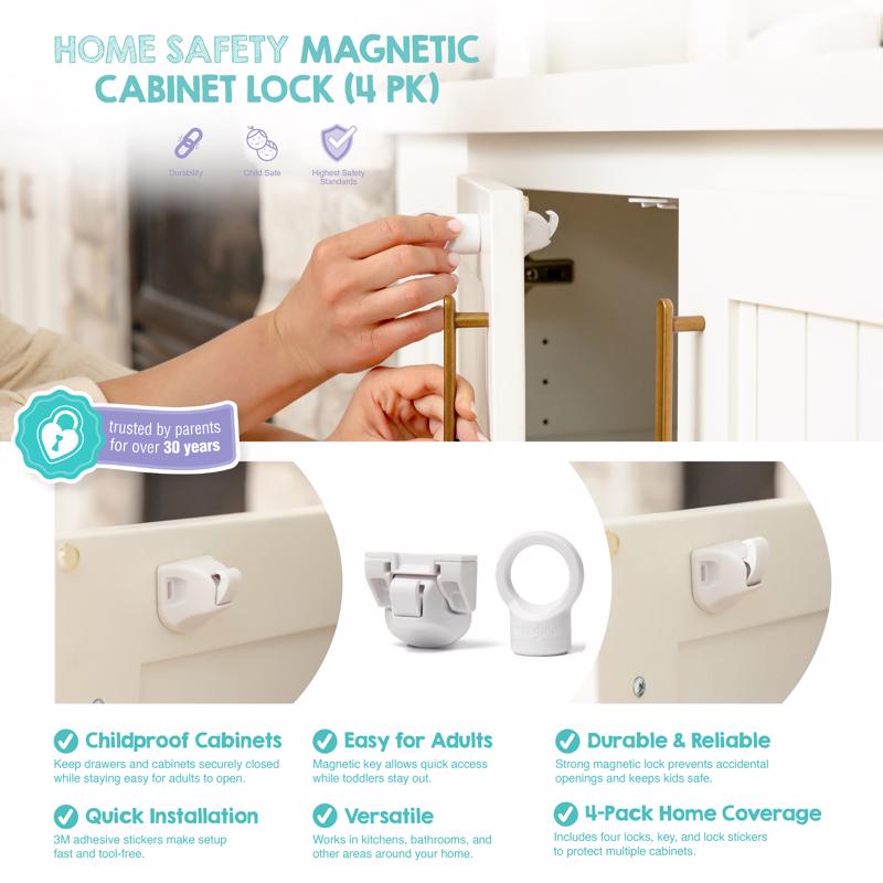 Regalo White Plastic Magnetic Cabinet Locks 4 pk