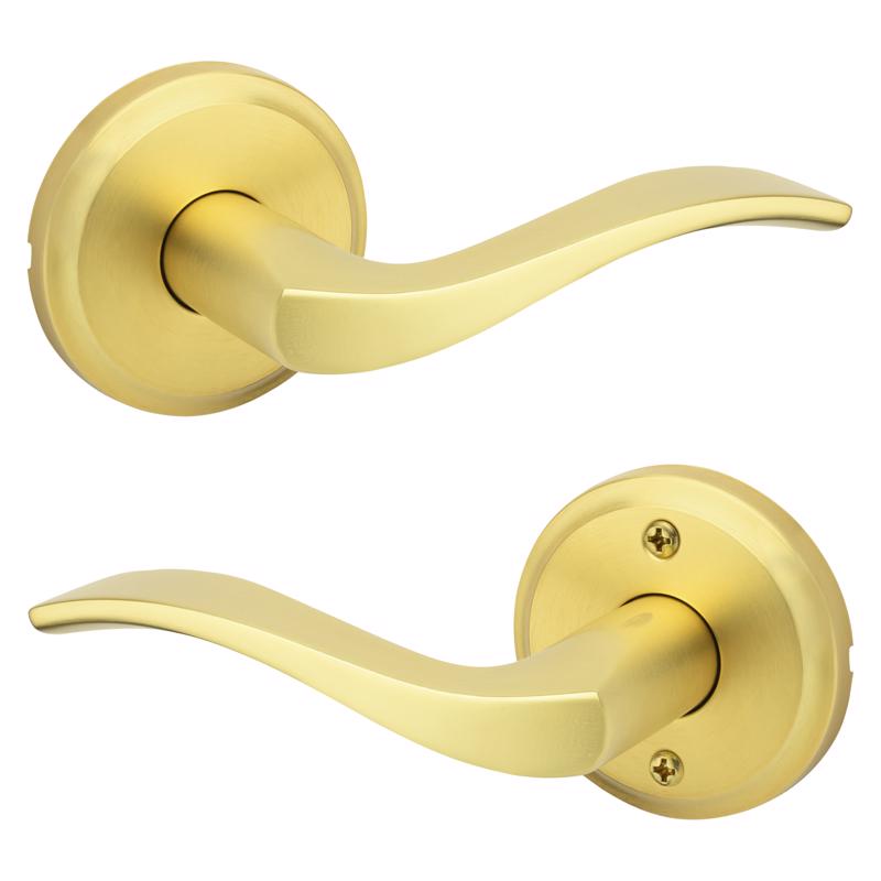 Kwikset Sedona Transitional Satin Brass Passage Lever Right or Left Handed