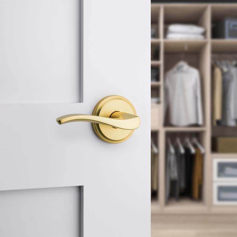 Kwikset Sedona Transitional Satin Brass Passage Lever Right or Left Handed