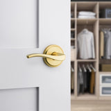 Kwikset Sedona Transitional Satin Brass Passage Lever Right or Left Handed