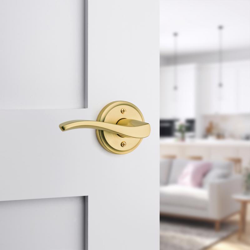 Kwikset Sedona Transitional Satin Brass Passage Lever Right or Left Handed