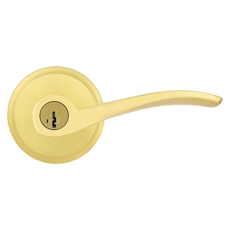 Kwikset Sedona Transitional Satin Brass Entry Lever KW1 1-3/4 in.