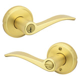 Kwikset Sedona Transitional Satin Brass Entry Lever KW1 1-3/4 in.