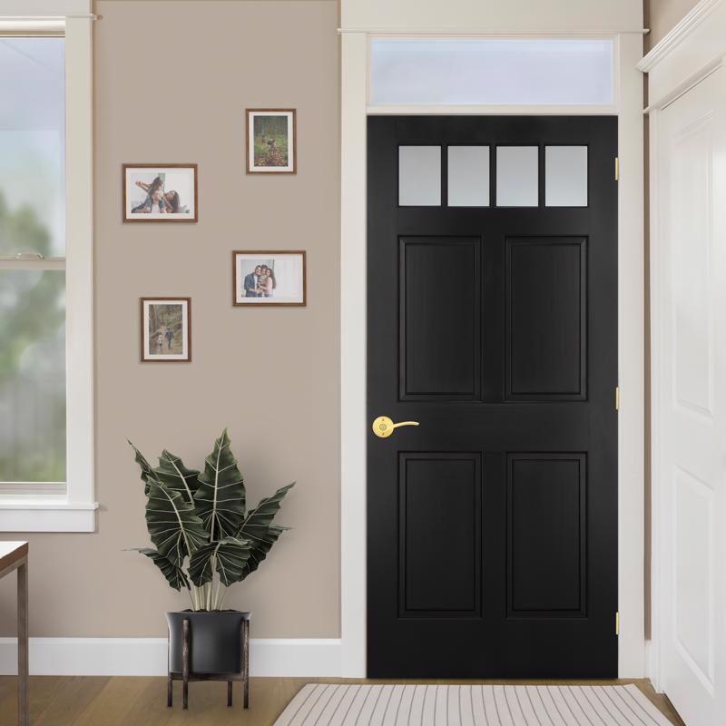 Kwikset Sedona Transitional Satin Brass Entry Lever KW1 1-3/4 in.