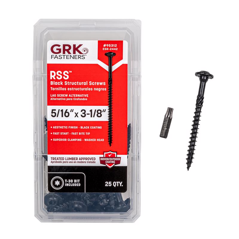 GRK RSS 5/16 or No. 15 in. X 3-1/8 in. L Star W-Cut Structural Wood Screws 1 pk