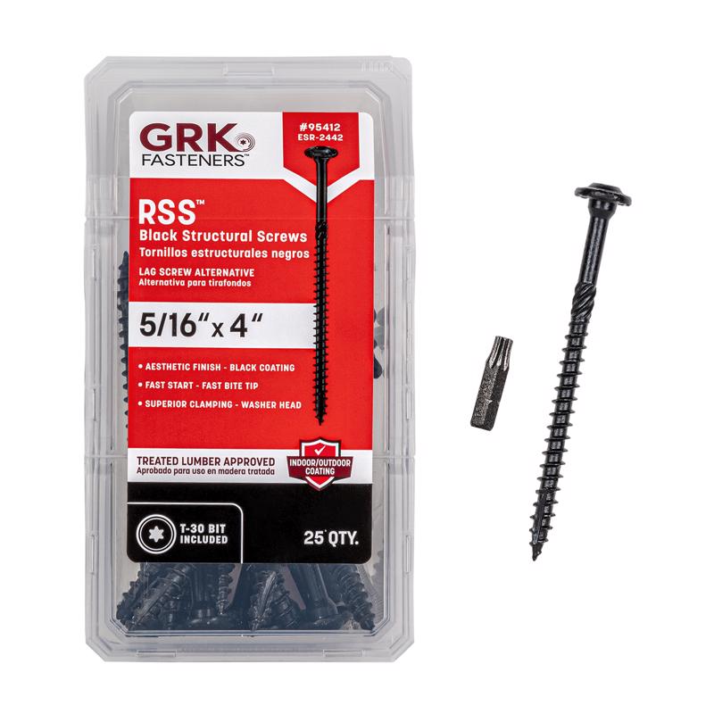 GRK RSS 5/16 or No. 15 in. X 4 in. L Star W-Cut Structural Wood Screws 1 pk