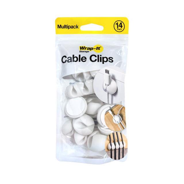 CABLE CLIP PLST WHT 14PC