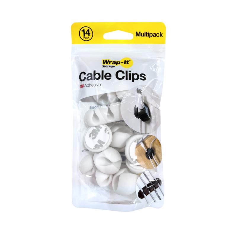 CABLE CLIP PLST WHT 14PC