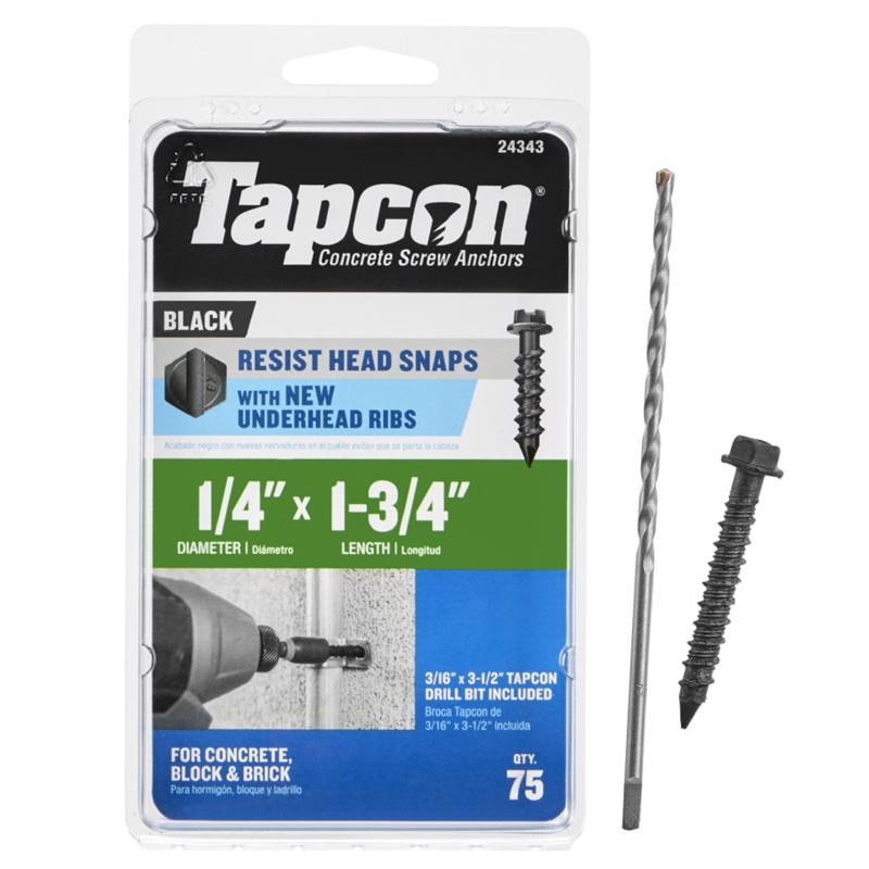 Tapcon 1/4 in. X 1-3/4 in. L Hex Drive Hex Head High/Low Concrete Screws