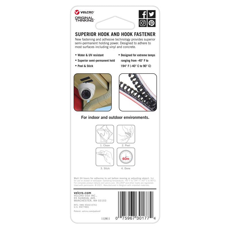 VELCRO Brand Small Nylon Hook and Loop Fastener 1 in. L 6 pk