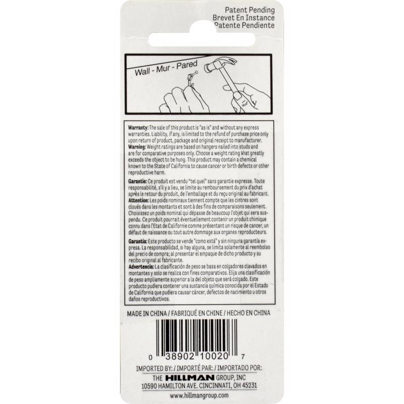 HILLMAN ReadyNail Polished Brass Gold Picture Hanger 10 lb 4 pc