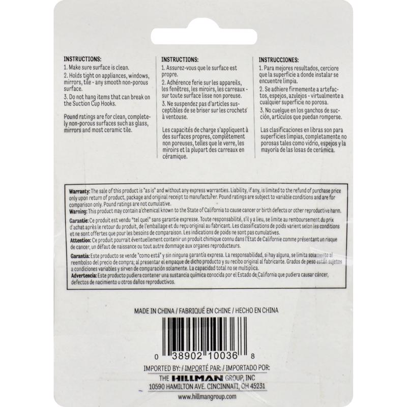 HILLMAN Clear Removable Cup/Picture Hook 5 lb 2 pc