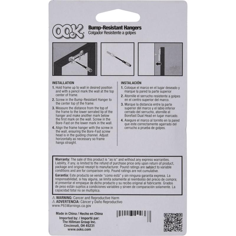 HILLMAN OOK Silver Picture Hanger 15 lb 3 pc