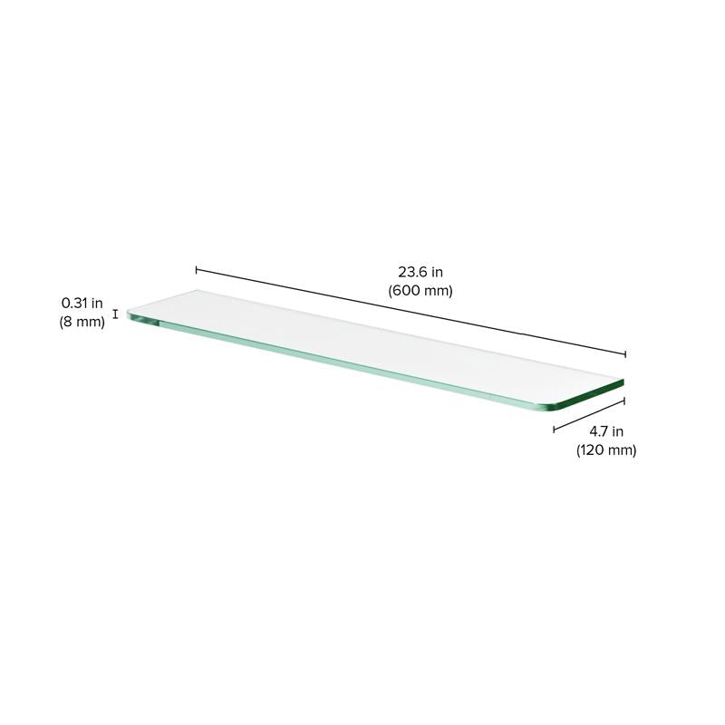 Dolle 0.31 in. H X 23.6 in. W X 4.7 in. D Clear Glass Shelf Board