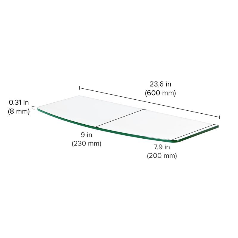 Dolle 0.31 in. H X 23.6 in. W X 7.9 in. D Clear Glass Shelf Board