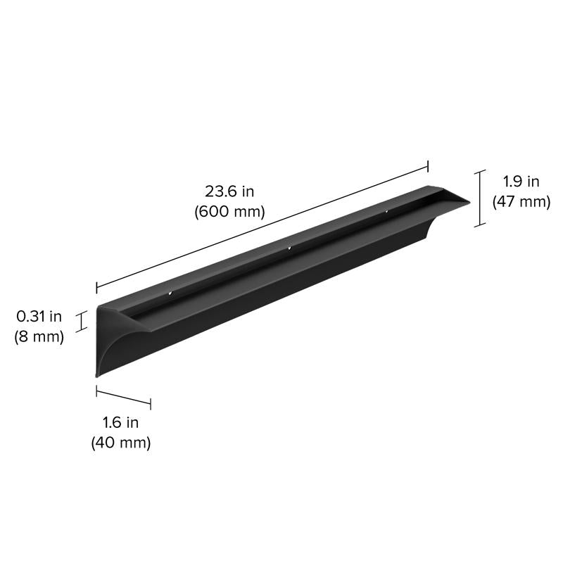 Dolle Rail 1.9 in. H X 23.6 in. W X 1.6 in. D Black Aluminum Shelf Bracket