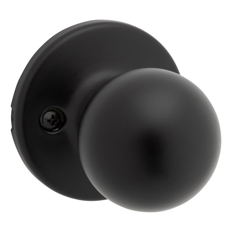 Kwikset Polo Traditional Matte Black Passage Knob 1-3/4 in.