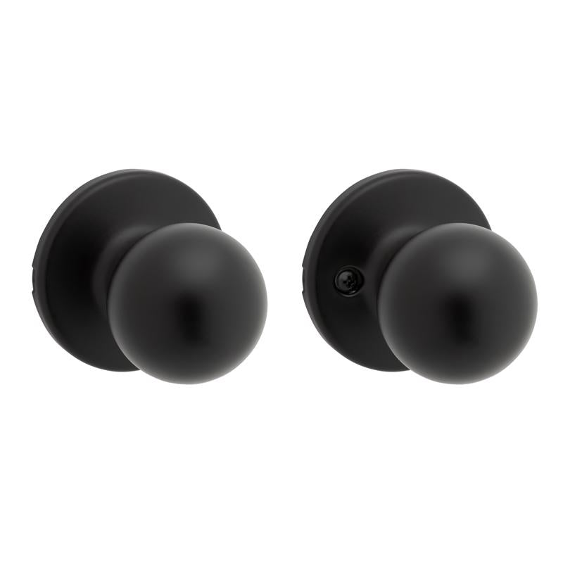 Kwikset Polo Traditional Matte Black Passage Knob 1-3/4 in.