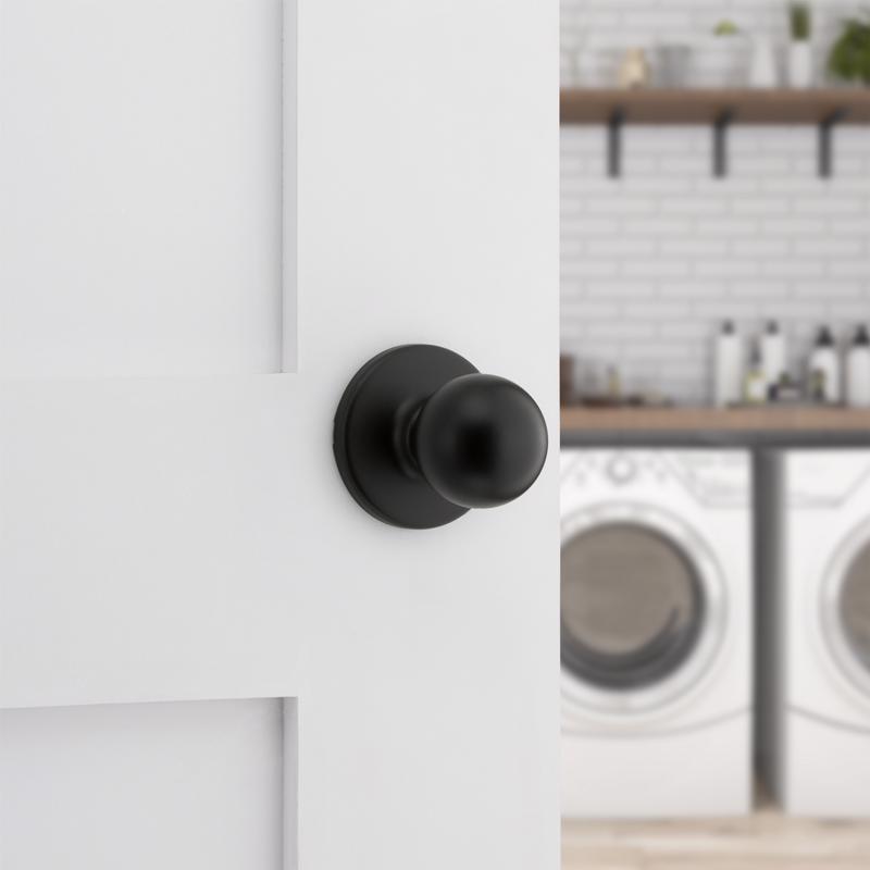 Kwikset Polo Traditional Matte Black Passage Knob 1-3/4 in.