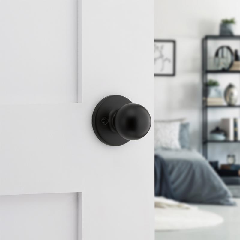 Kwikset Polo Traditional Matte Black Passage Knob 1-3/4 in.