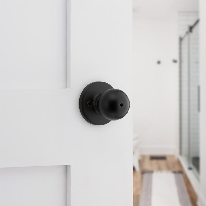 Kwikset Polo Matte Black Bed and Bath Knob Right or Left Handed