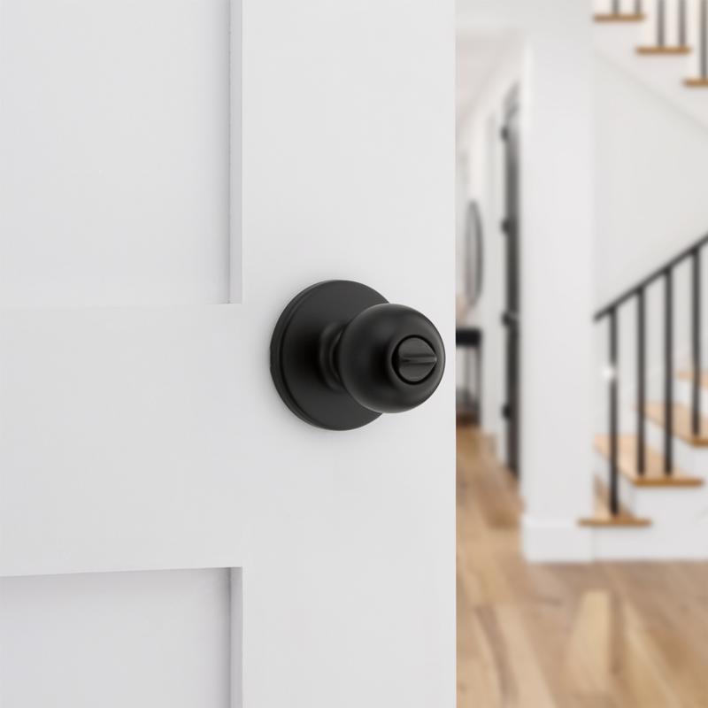 Kwikset Polo Matte Black Bed and Bath Knob Right or Left Handed