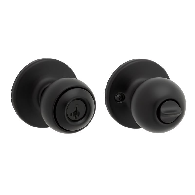 Kwikset Polo Traditional Matte Black Keyed Entry Door Knob 1-3/4 in.