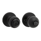 Kwikset Polo Traditional Matte Black Keyed Entry Door Knob 1-3/4 in.