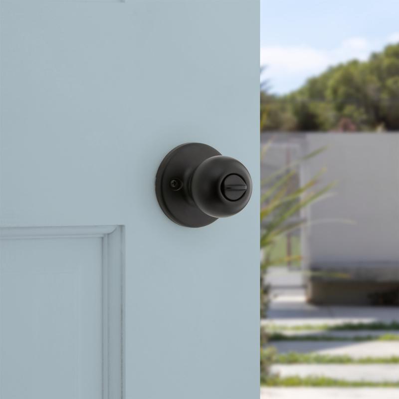 Kwikset Polo Traditional Matte Black Keyed Entry Door Knob 1-3/4 in.
