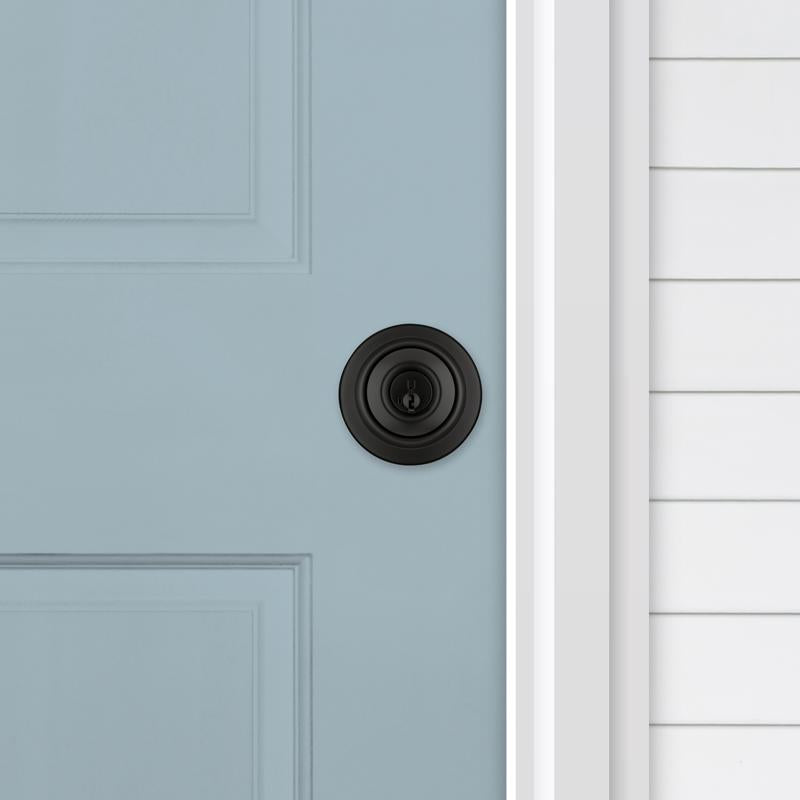 Kwikset Polo Traditional Matte Black Keyed Entry Door Knob 1-3/4 in.