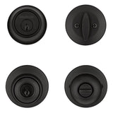 Kwikset Polo Traditional Matte Black Deadbolt and Entry Door Knob 1-3/4 in.