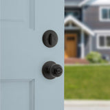 Kwikset Polo Traditional Matte Black Deadbolt and Entry Door Knob 1-3/4 in.