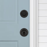 Kwikset Polo Traditional Matte Black Deadbolt and Entry Door Knob 1-3/4 in.