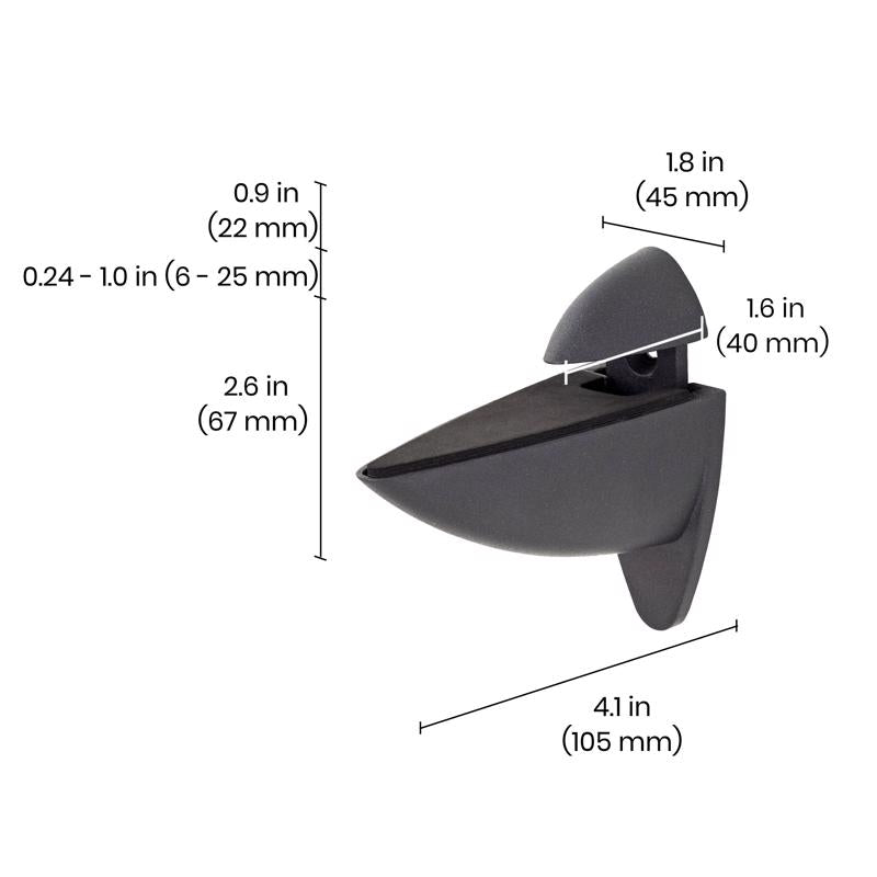 Dolle Ara 4.5 in. H X 1.8 in. W X 4.1 in. D Black Metal Shelf Clips